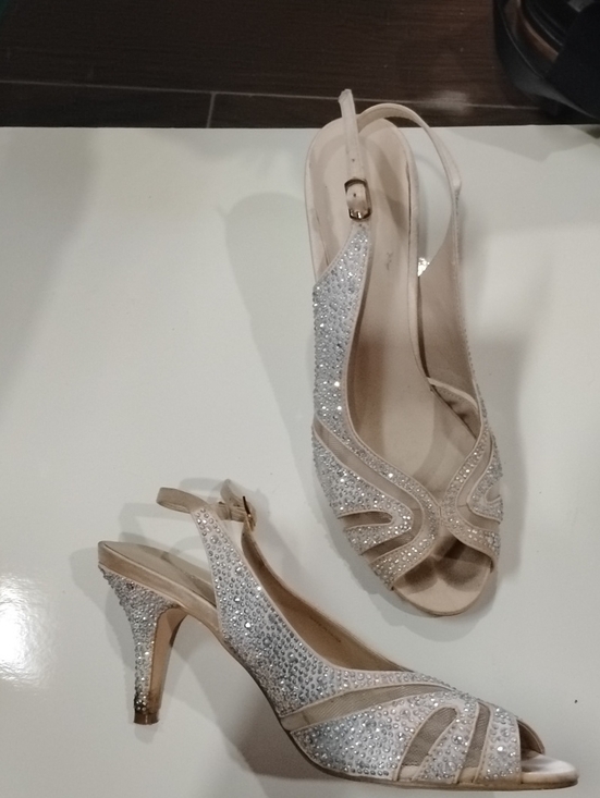 le chateau Shoes - le chateau Silver Crystal Open‑Toe Slingback Heels